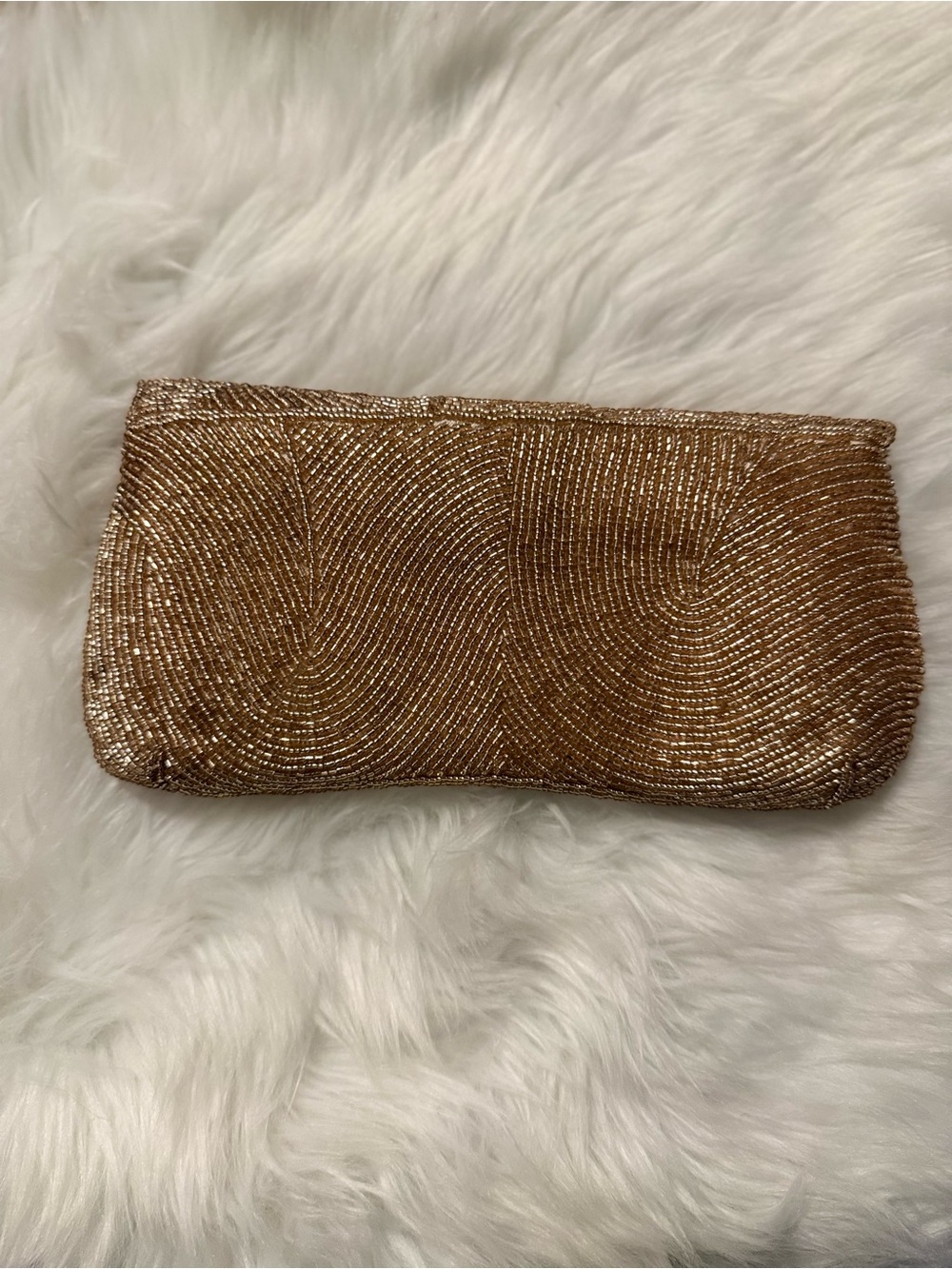 Gold Beaded Evening Clutch with Crystal Buckle - Picture 2 of 6